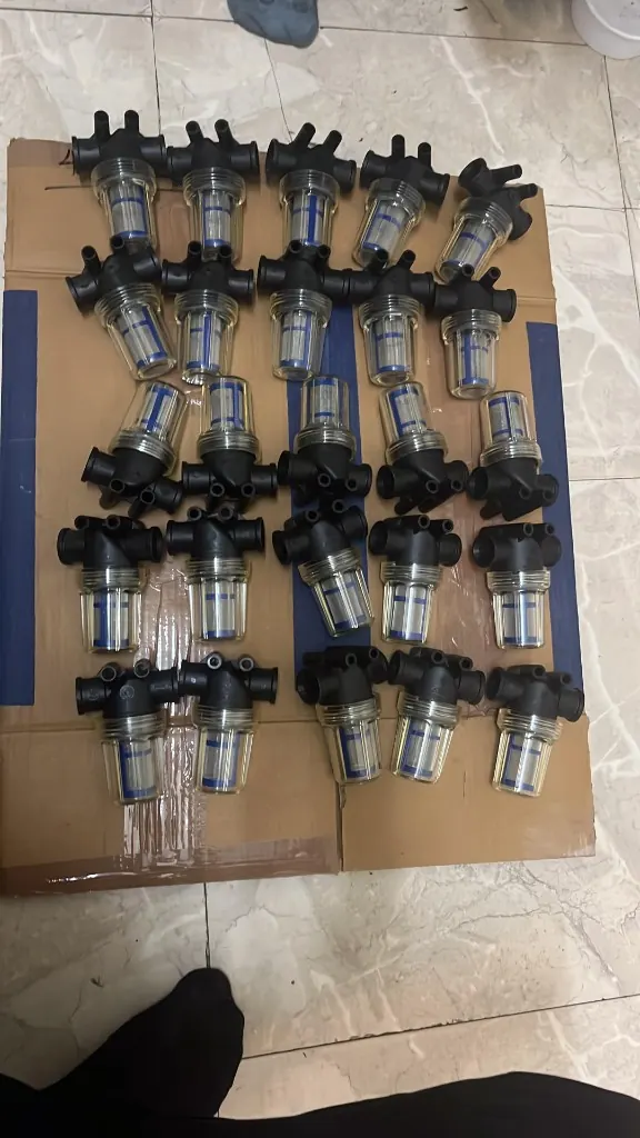 Inline line strainer filters clear bowl blue mesh warehouse lot