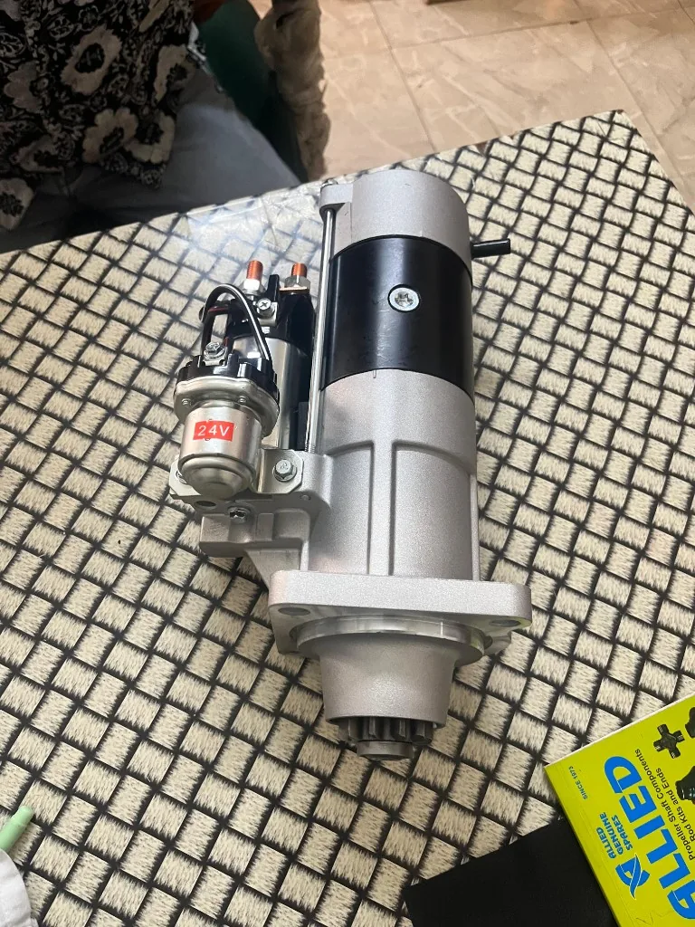 Cummins-compatible 5443655 starter motor 24V red label solenoid side view imported replacement warehouse stock Pioneer Mitra India export