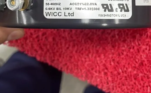 Cummins WICC MW1468-1 current transformer nameplate