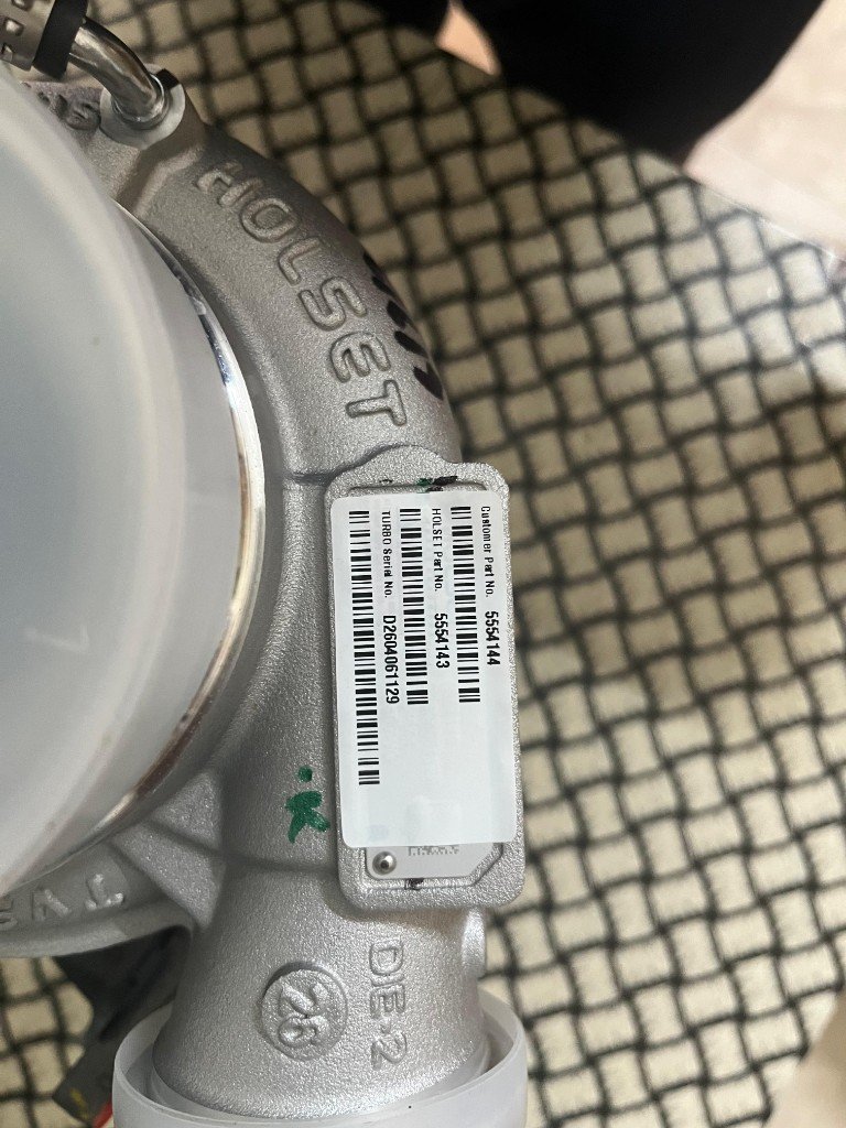 Holset turbo nameplate customer part 5554144 Holset part 5554143 serial D2604061129 — physical verification before export order — Pioneer Mitra