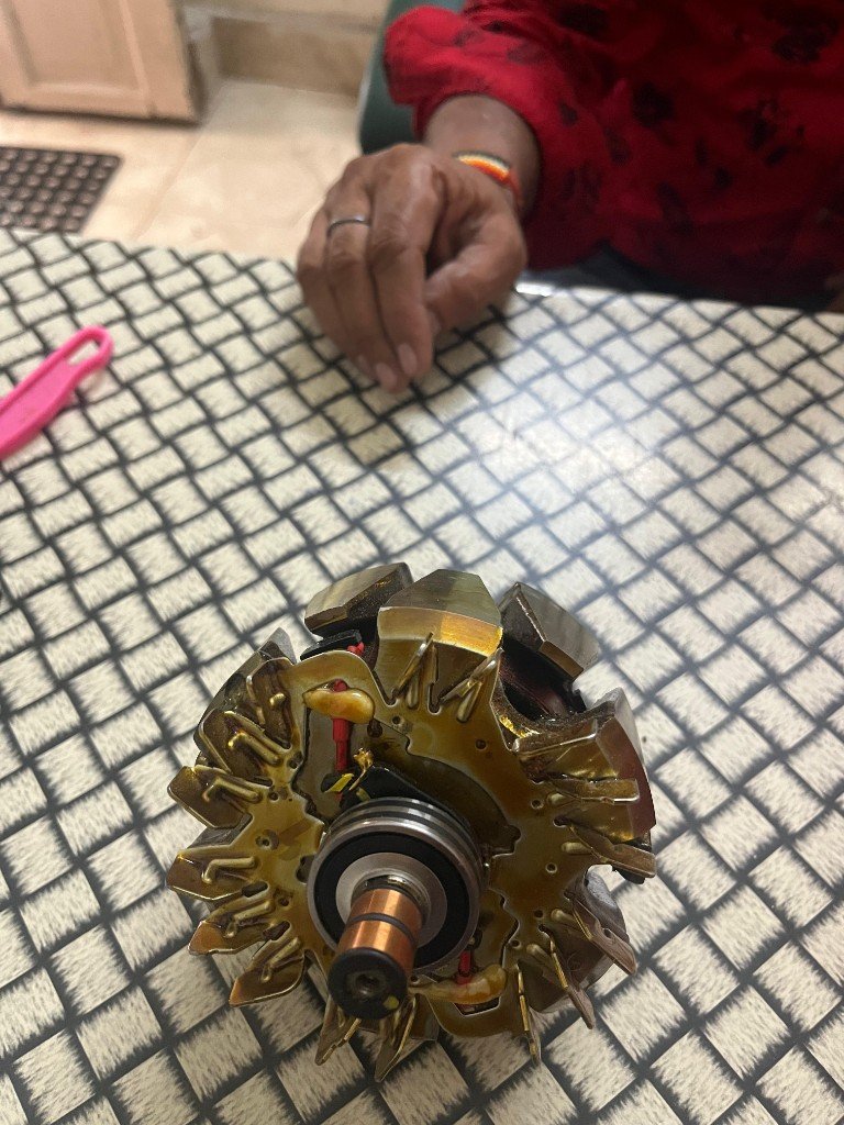 Lucas TVS cross-reference alternator rotor assembly 26223430 ROTOR ASSY FINAL claw poles slip rings and fan blades — warehouse photo — Pioneer Mitra independent export supplier India