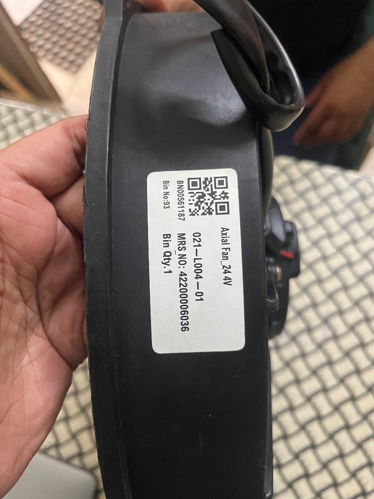 Secondary label 021-L004-01 BN00561187 MRS 422000006036 Axial Fan 24V cross-reference SPAL cooling fan