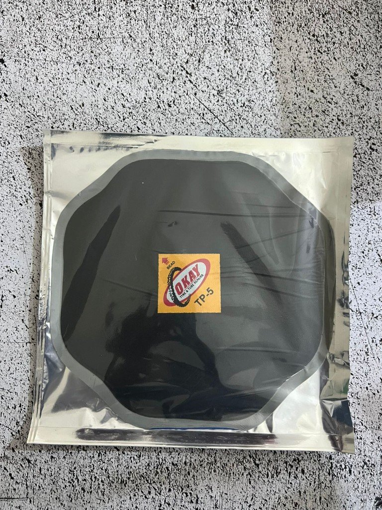 OKAY TP-5 bias ply tyre repair patch in export packaging