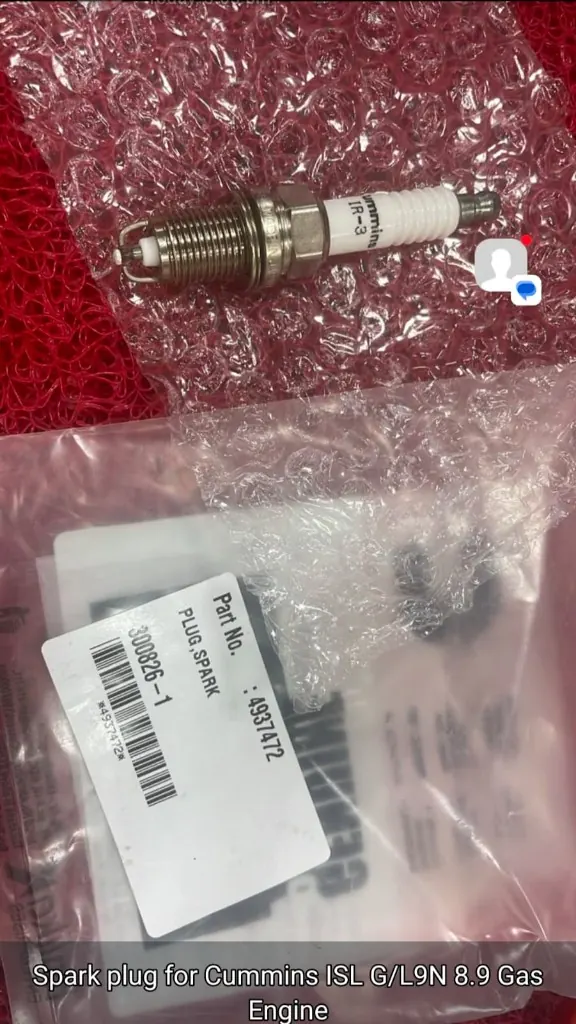 Cummins 4937172 spark plug with bag label PLUG SPARK