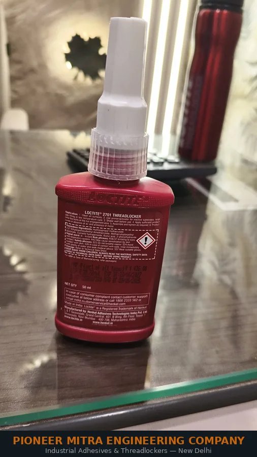 Loctite 2701 threadlocker 50ml back label — Pioneer Mitra industrial adhesive supplier Delhi