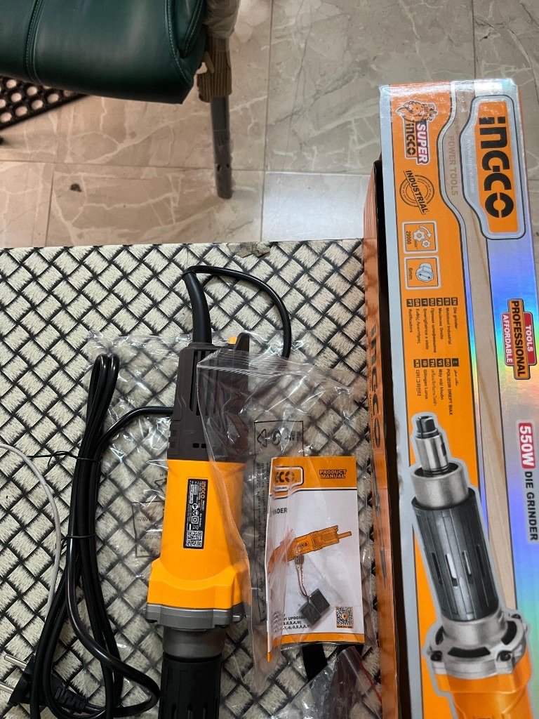 INGCO PDG5501 unboxing kit manual grinding bits carbon brushes