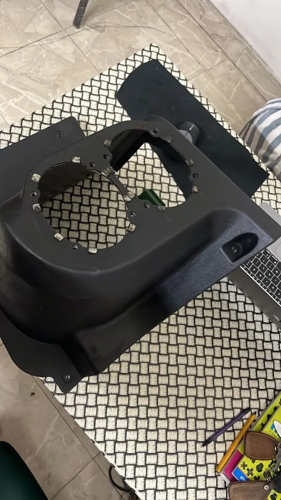 JCB plastic loader cover black — instrument panel housing side angle PP moulding identify without part number