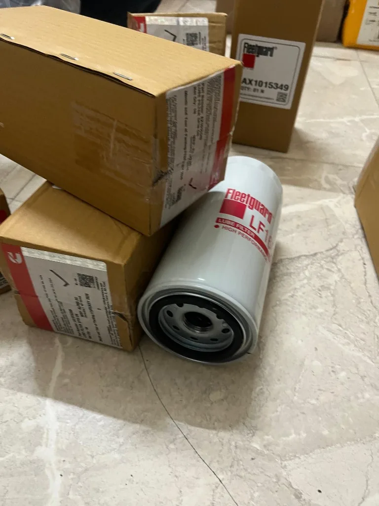 Part No. LF16075 oil filter with export cartons — warehouse stock photo