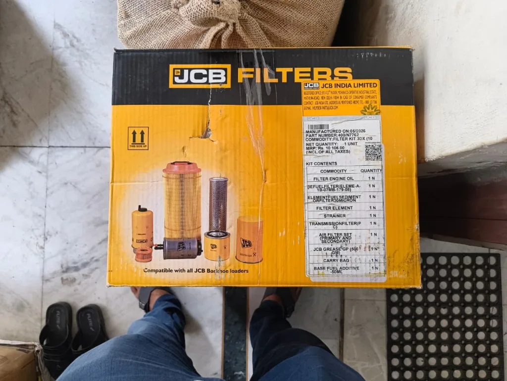JCB 400/N7762 FILTER KIT 3DX 1000 HRS — main box label MRP Rs 10106 warehouse export stock India