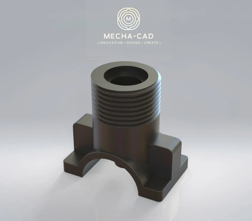 Road roller water spray nozzle black ABS saddle body CAD render