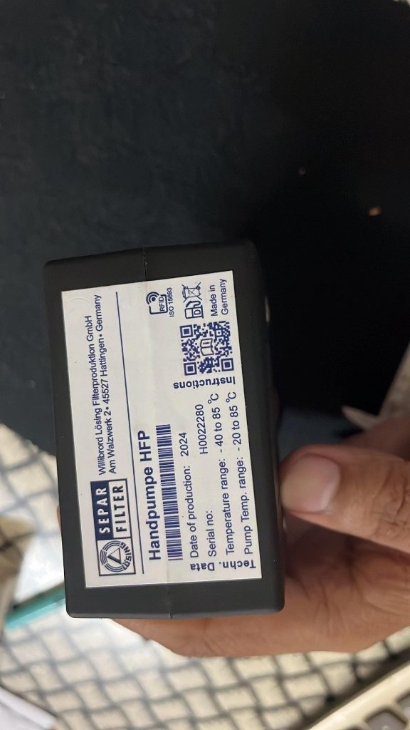 SEPAR HFP Handpumpe label serial H0022280 Made in Germany