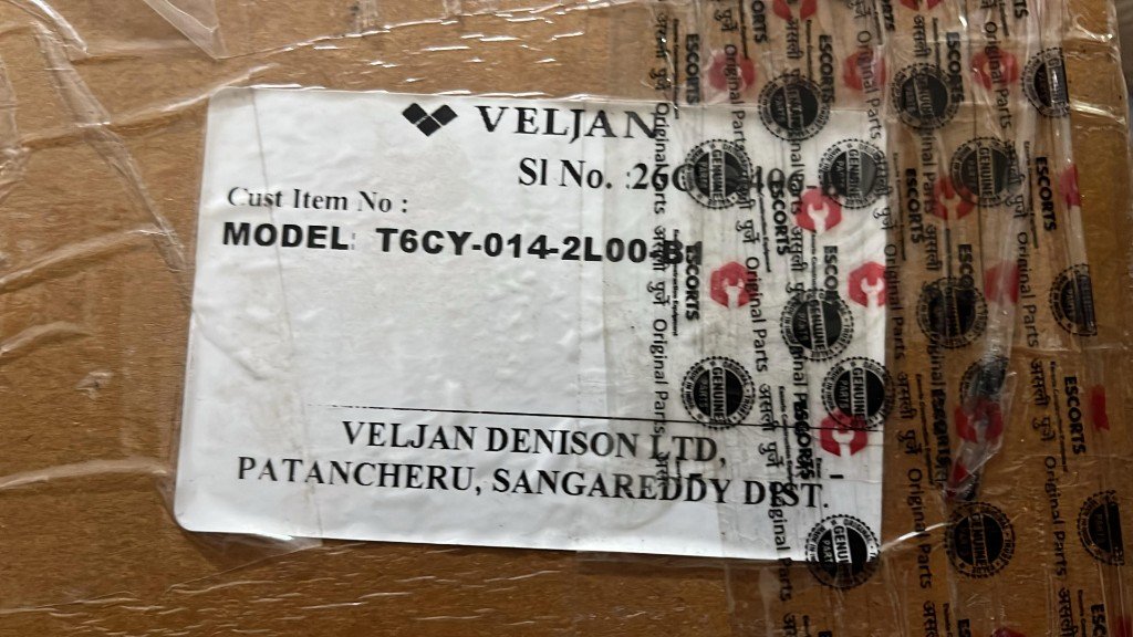 Veljan T6CY-014-2L00-B1 carton label Patancheru factory sealed packaging